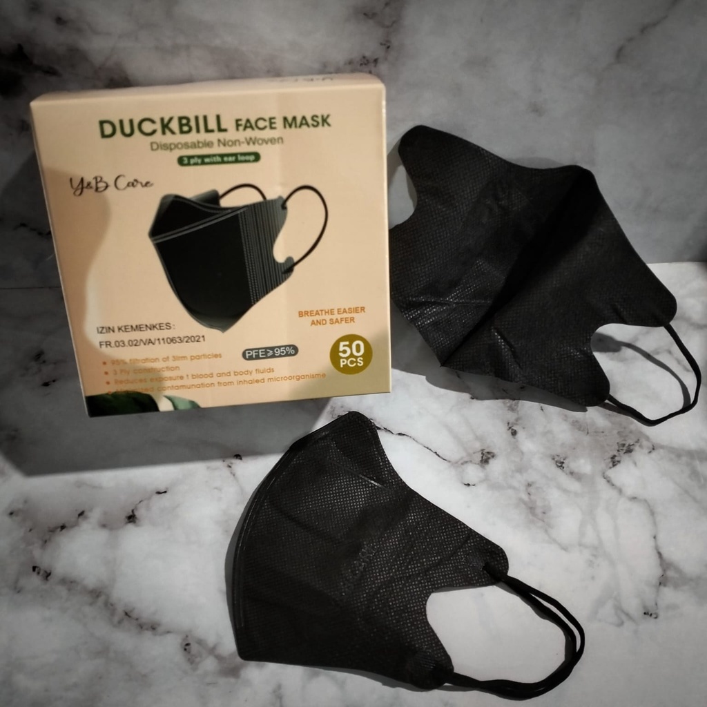 MASKER DUCKBILL YNB HITAM/PUTIH ISI 50PCS