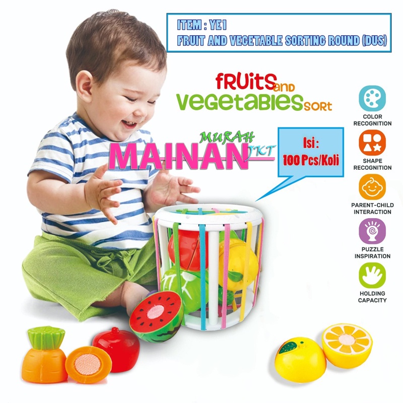 MAINANKEI MAINAN ANAK MURAH BUAH GAME SHAPES SORTING YE1 MAINAN EDUKASI KERANJANG BUAH POTONG