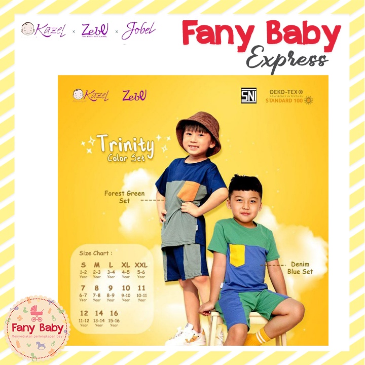 KAZEL TRINITY COLOR SET NEW ISI 1PCS / BAJU BAYI ANAK 1-6 TAHUN [SNI]