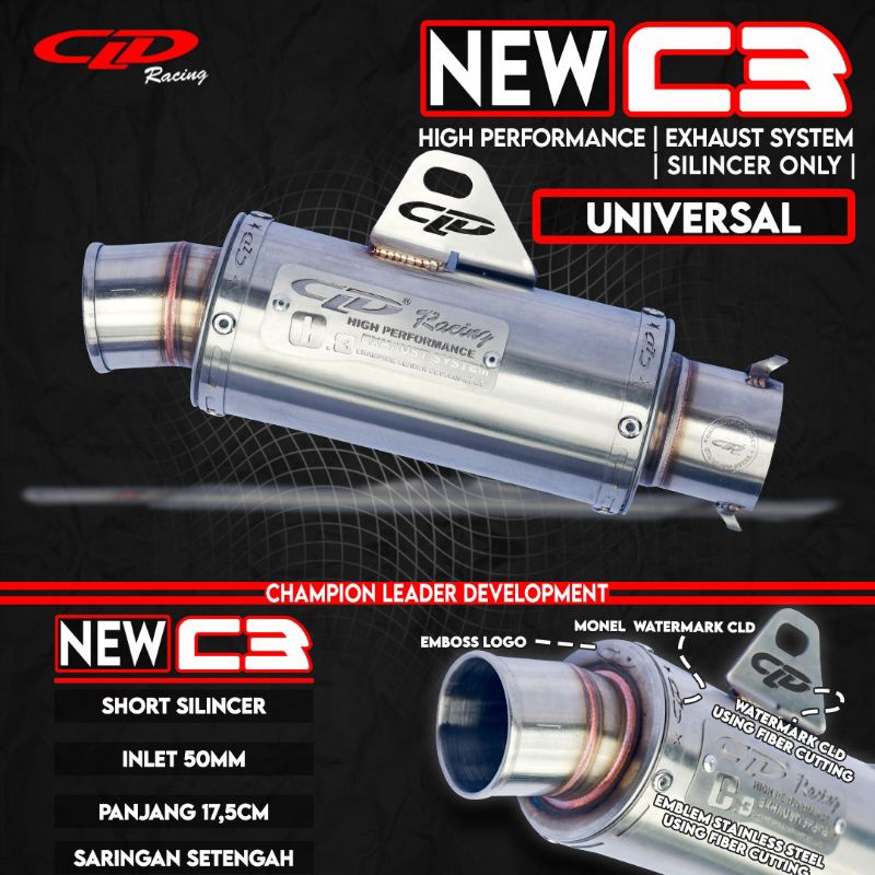 Silencer Only CLD Racing Tipe New C3 Inlet 50 Bulat & Oval