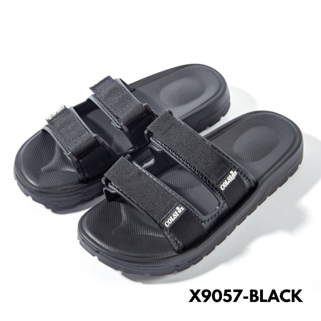 SANDAL PRIA MODEL POLOS HARIAN POPULER GAYA GANTENG BAHAN CANVAS RUBBER IMPORT 9057