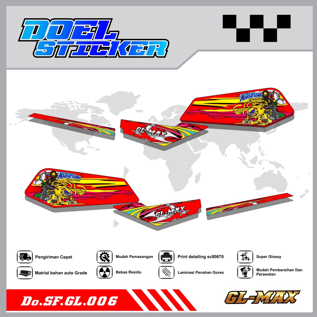 Sticker Striping GL PRO , MAX List Variasi Hologram pelangi,Crome Doel  006