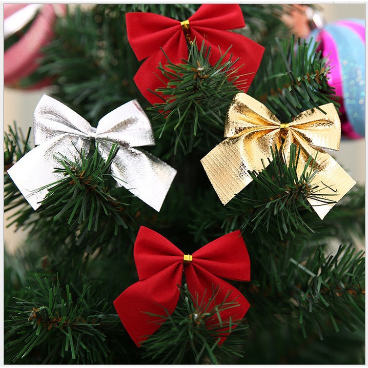 PITA NATAL MINI HIASAN POHON NATAL BOW 12pcs CHRISTMAS TREE DECORATION Hiasan Gantungan Pohon Natal Ornamen Salju Merry Christmass Dekorasi Hiasan PITA 5cm