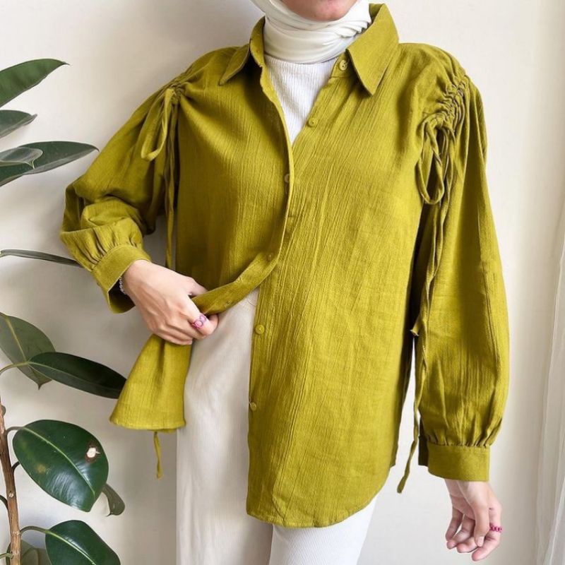 BEFAST - ZRX OOTD Blouse CILIAN /  Faezya Blouse / Avara kemeja Serut / Kemeja Oversize Wanita Model Terbaru / Fashion Casual Wanita / Kemeja Wanita Modis / Outfit Wanita Hijab Trendy / Hem Polos Formal / Pakaian Kerja Wanita / Kemeja Lengan Panjang