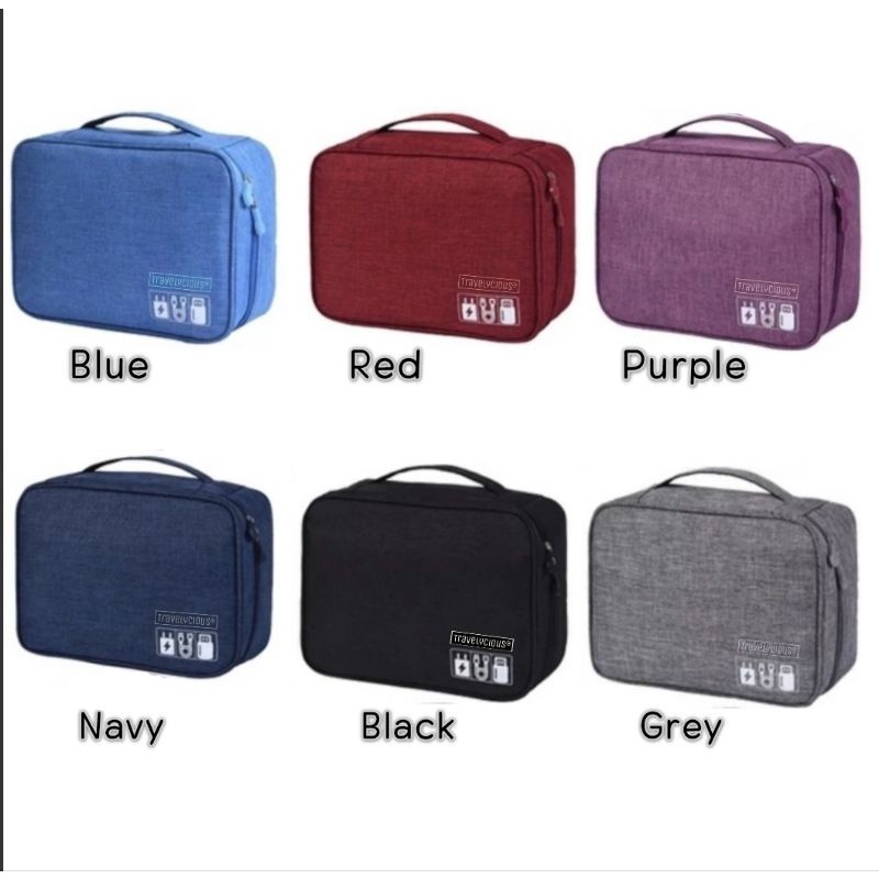 Korean Multifunction Large Gadget Pouch / Double size with Compartment/ Tas Gadget/Cable Komputer/Tas Charger