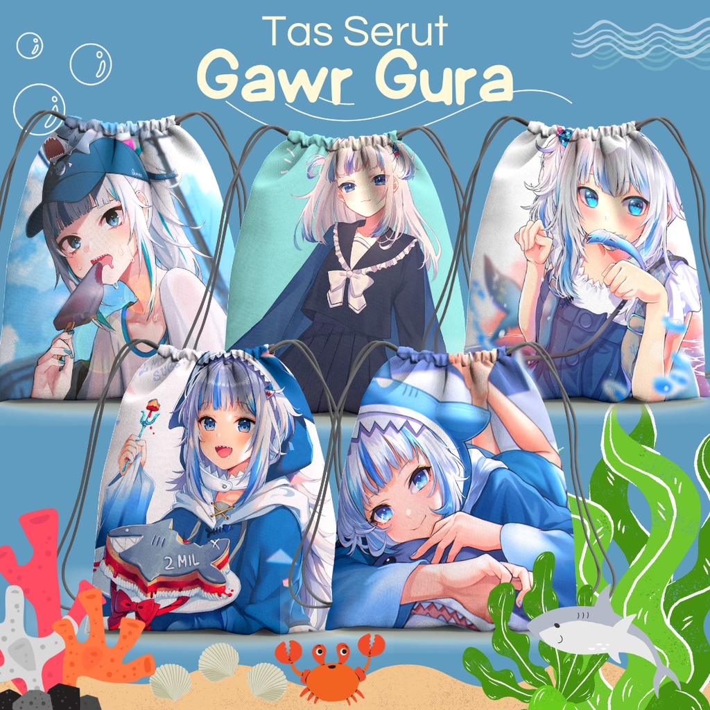 Tas Serut Gawr Gura/ Drawstring Bag Gawr Gura