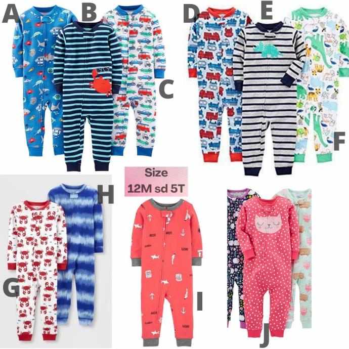 sleepsuit carters buka kaki - 9m 12m 18m 24m 2 3 4 5 tahun - part 2
