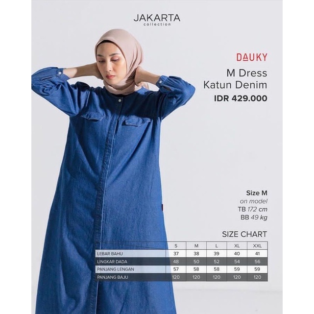 M dress katun denim dauky - dress dauky