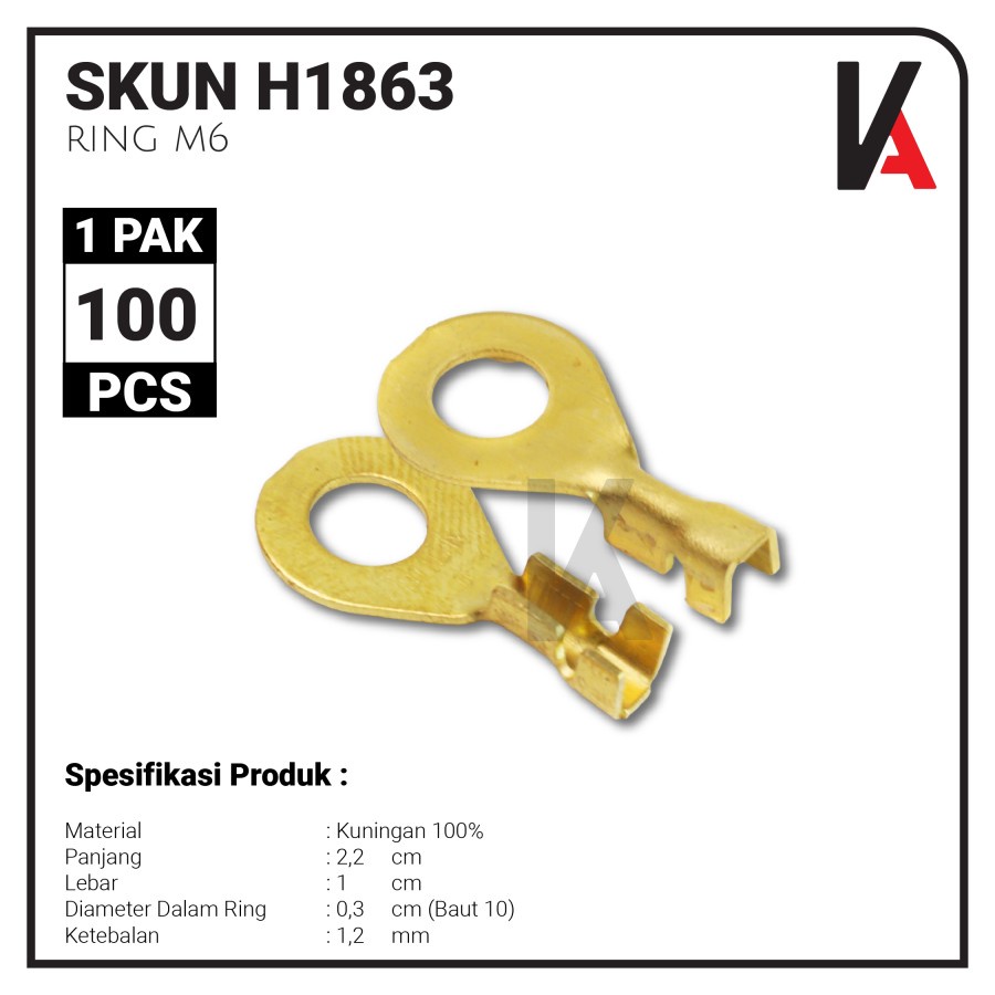 TERMINAL SKUN BULAT RING M6 / SKUN BULAT AKI M6 - 300 / ISI PAKET 100PCS