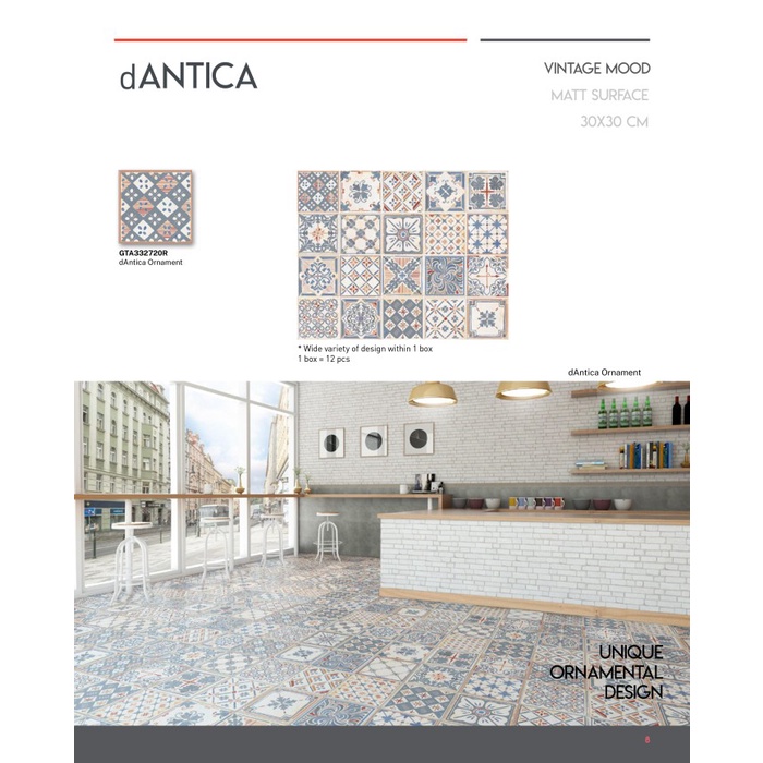 KERAMIK LANTAI 30X30 CM ROMAN GRANIT dANTICA ORNAMENT GRADE A
