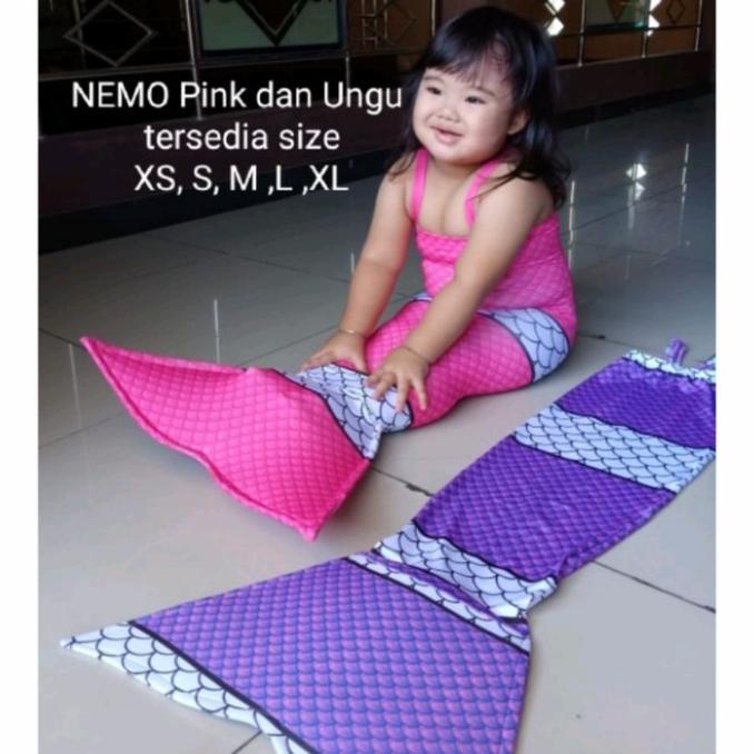 Baju Mermaid Anak 1-11th Motif Nemo / Baju Putri Duyung Anak / Baju Termurah