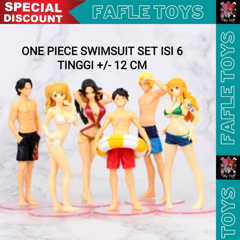 Action Figure one piece beach pantai set 6 luffy nami ace / Set Figure one piece beach pantai / Acti
