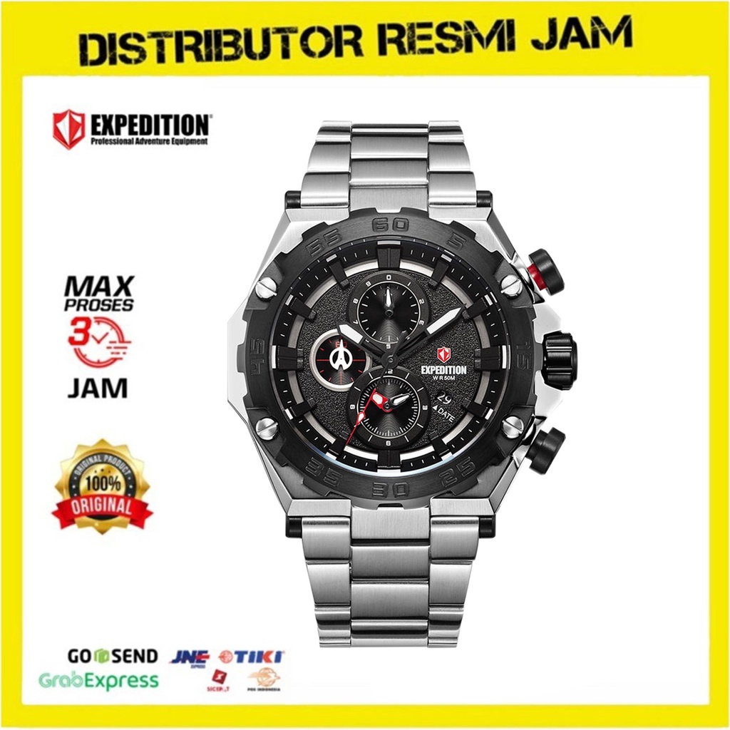 Jam Tangan Pria Expedition E 6797 MC E6797 MC Silver Black