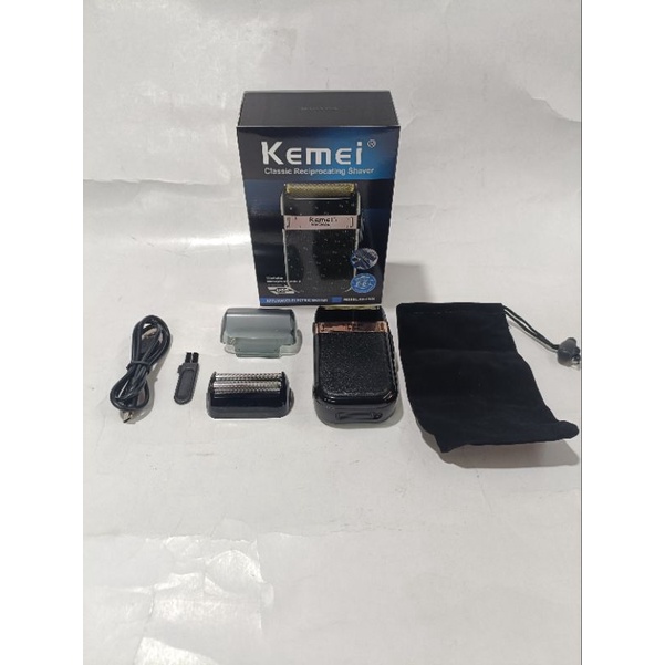 Alat Mesin cukur Kumis Jenggot Botak Original Kemei km 2024 Cas Usb