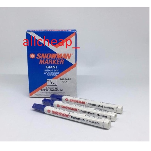 Spidol Permanent Ink Snowman Marker - Biru