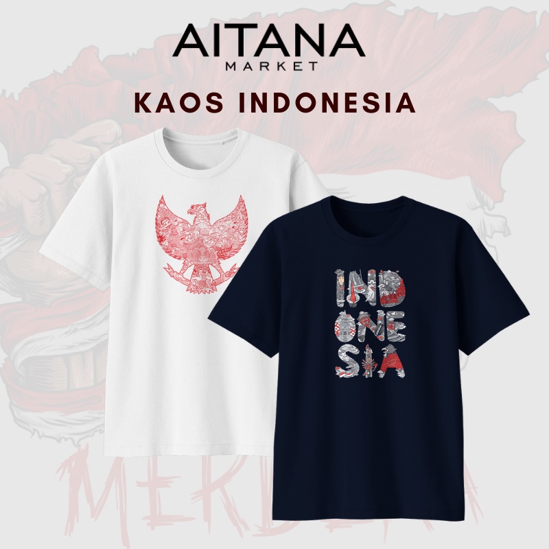 Kaos INDONESIA Ragam Budaya Redline Katum Combed 30s  Pria Wanita Nyaman di Pakai Kemerdekaan