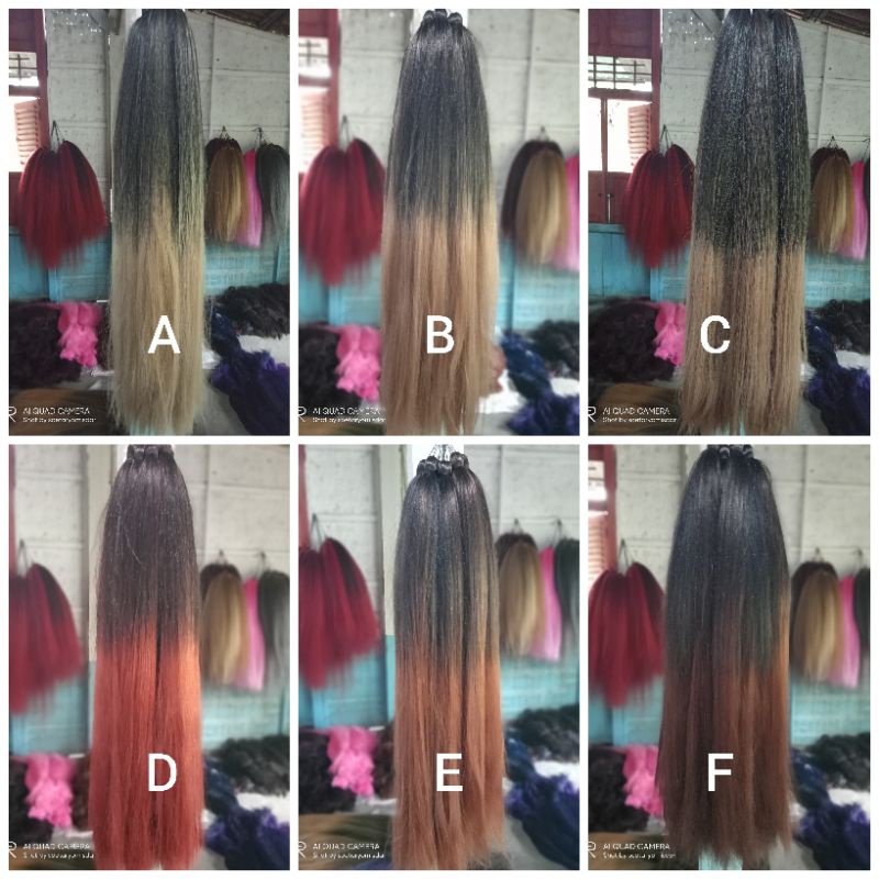 RAMBUT SAMBUNG CEMARA OMBRE VARIASI COKLAT PANJANG 90CM