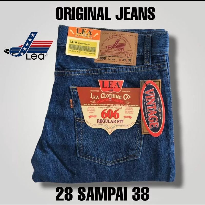 Celana Jeans Panjang Lea 606 Original Pria Laki Cowok Cowo Dewasa Bapak Ukuran Jumbo Besar Big Size 