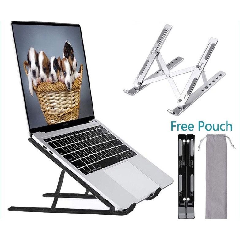 Laptop Stand Holder Aluminium Portable Dudukan laptop Tablet ipad macbook Aluminium Multifungsi adjustable 7 Level Adjustment High Quality Anti Slip