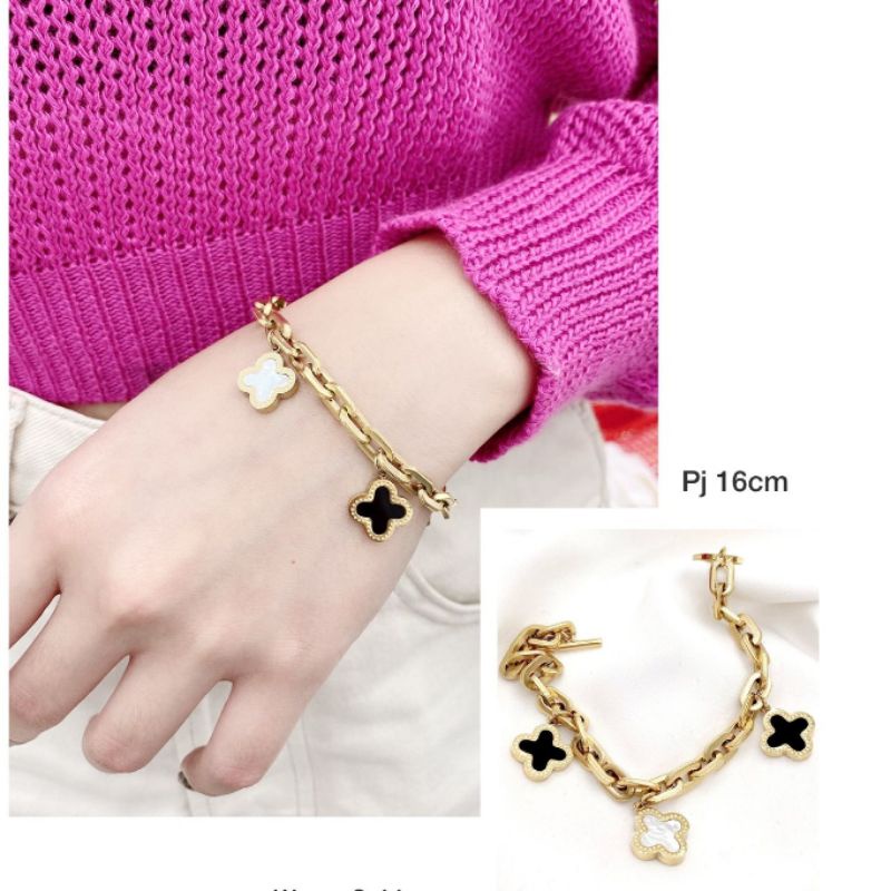 Gelang Titanium stainless steel Premium anti karat Bracelet titanium ori Rosegold gtt-008