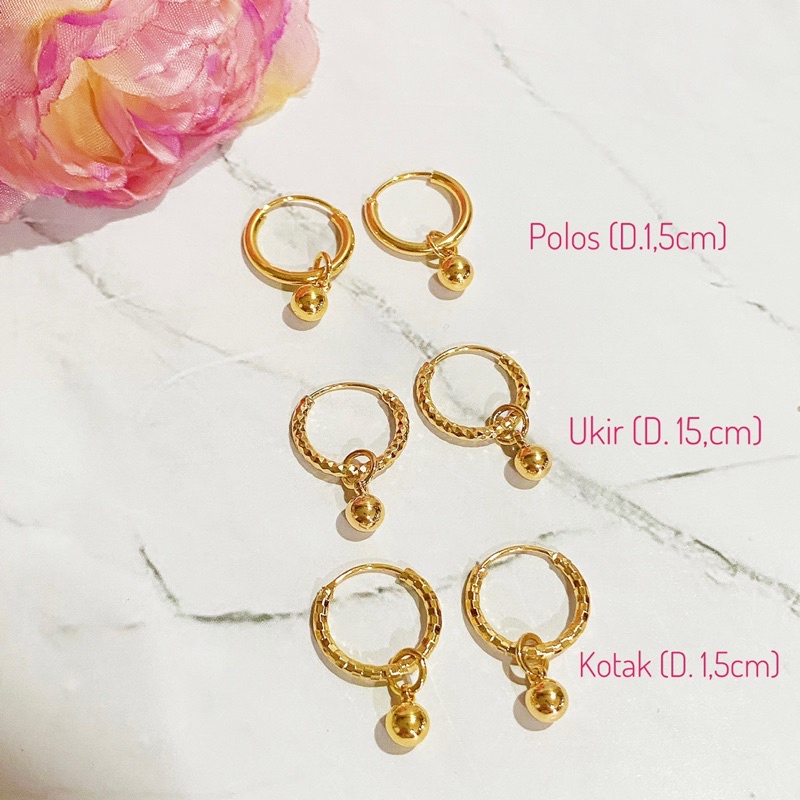 Anting Titanium Anak ABG/ Dewasa Model Bulat Gipsy Gantung (Diameter 1,5cm)