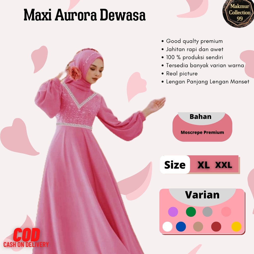 Gamis Perempuan Dewasa Terbaru Maxi Aurora Matt Moscrepe Ukuran Jumbo Model Kekinian Good qualty premium