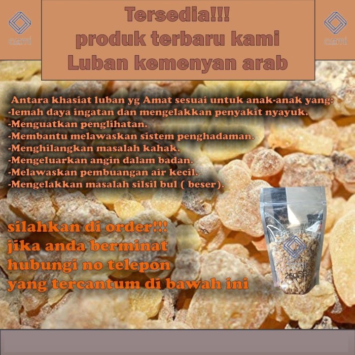 Luban Mustaki / Menyan Kemenyan Arab / Dupa Bukhur Kemenyan 250gr
