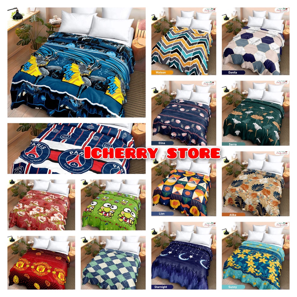 Selimut Bulu Halus Lady Rose 3D 160x200 Motif Keroppi Food, Starnight, Batman Frame, Elina, Alika, L