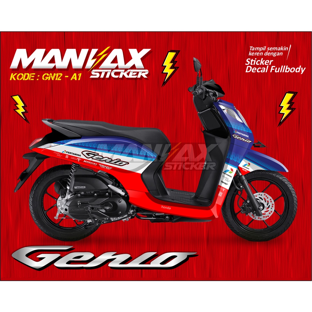 DECAL GENIO FULLBODY MANDALIKA VARIASI STRIPING GENIO 2022 STICKER MOTOR GENIO - GN12