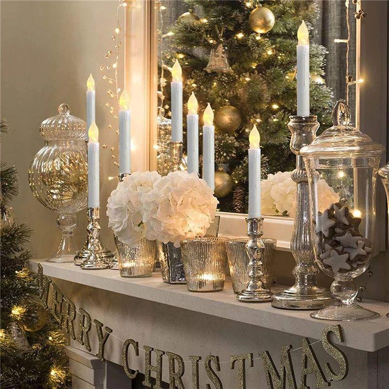 Hot Sale/Tiang Panjang Lampu Lilin Elektronik Flameless Night Light Romantic Confession Prop Lights Pesta Natal Ambient Light LED Candle Decoration Light Lampu Teh Natal