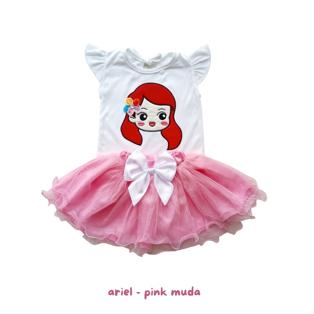 setelan tutu baju anak perempuan rok tutu bayi 3-12 bulan ARIEL TUTU SET setelan anak perempuan setelan cewek kaos lengan pendek