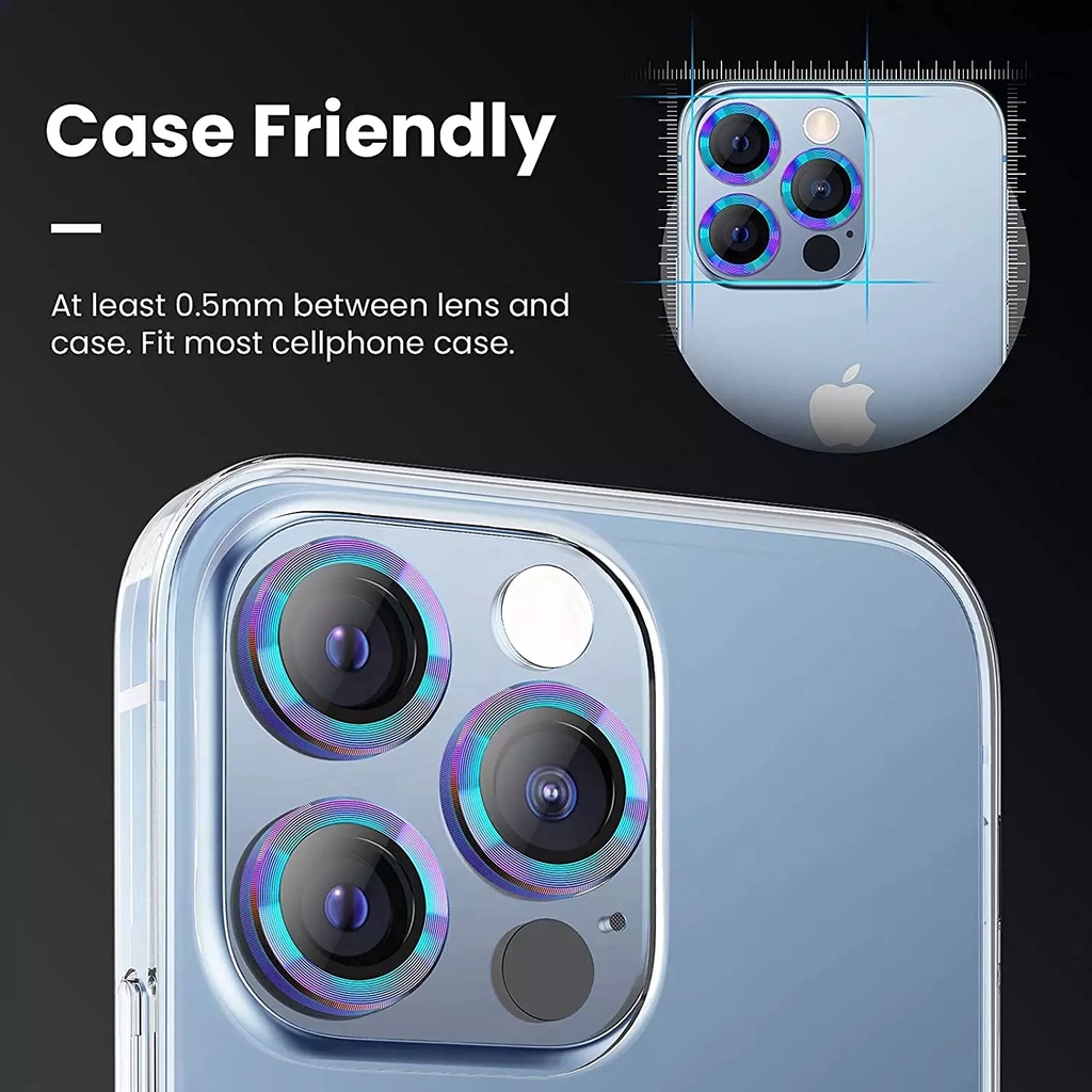 Ring Lensa Camera Rainbow Protector Iphone 11 12 13 14 Pro Max Mini Plus Tempered Glass Pelindung Kamera