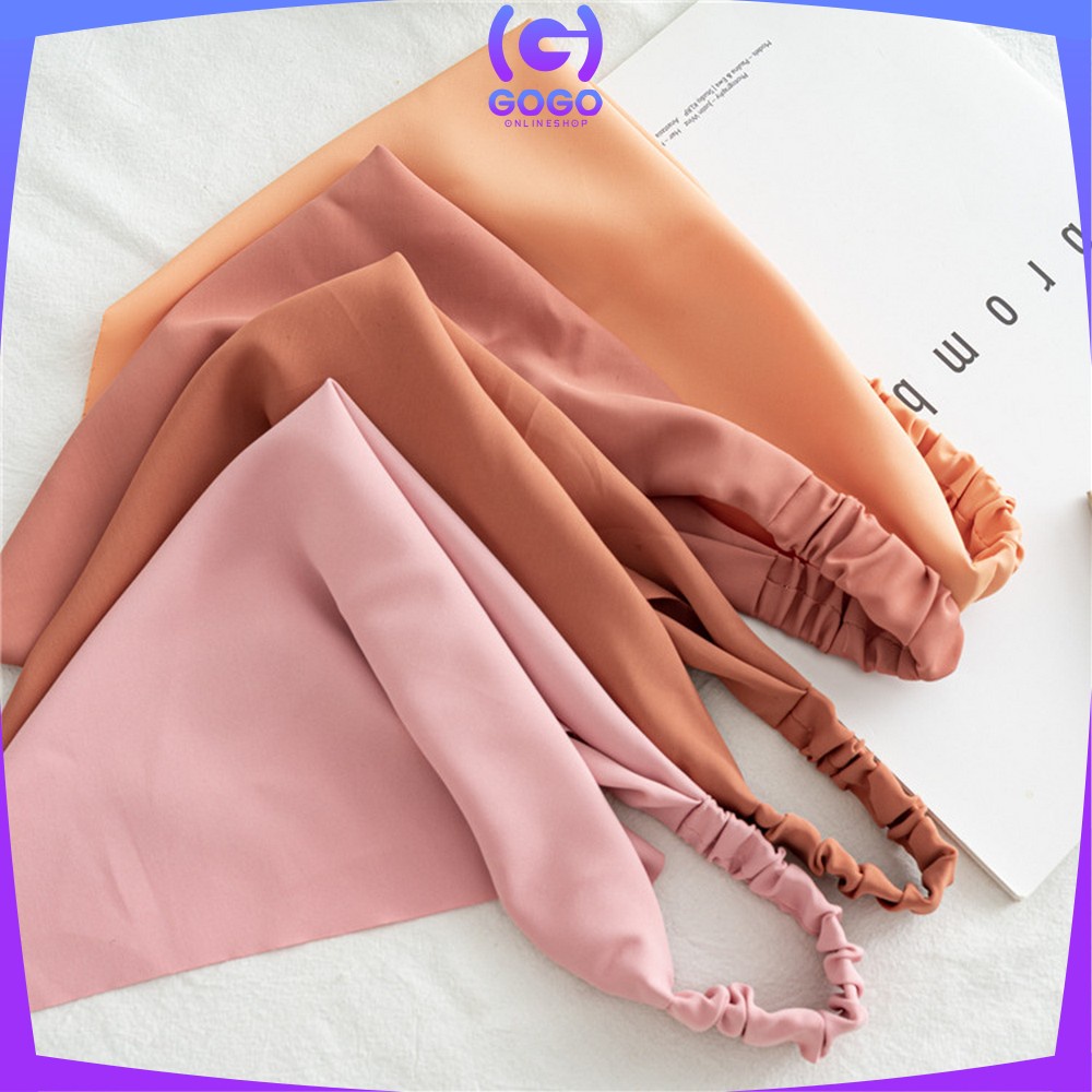 GOGO-C511 Bandana Segitiga Bahan Satin Korean Style / Headband Wanita Katun Motif Polos / Triangle Woman Scraf