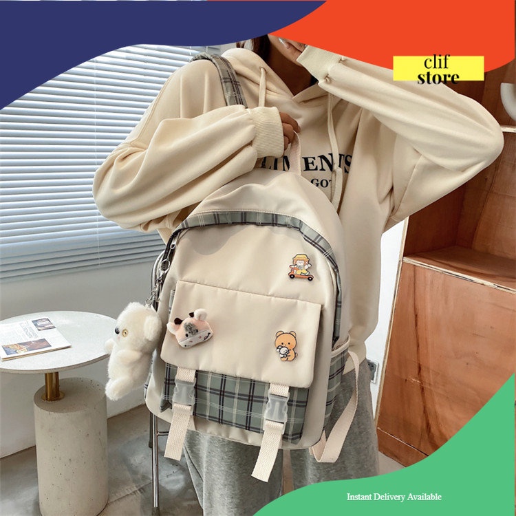 clif bag - tas ransel wanita style korea school backpack perempuan import premium by clif bps14