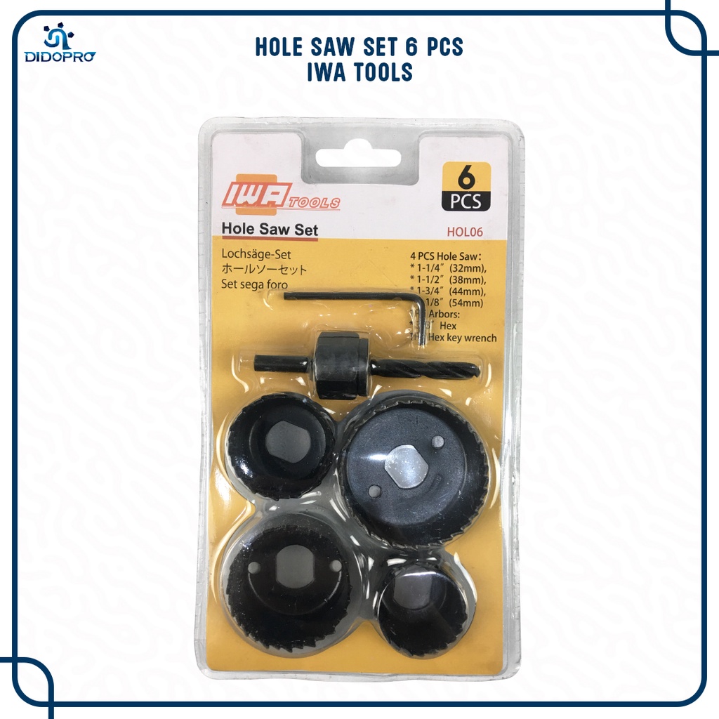 NEW Hole Saw Set IWA 6 Pcs Mata Bor Holesaw Kayu PVC Hidroponik Set 6Pcs