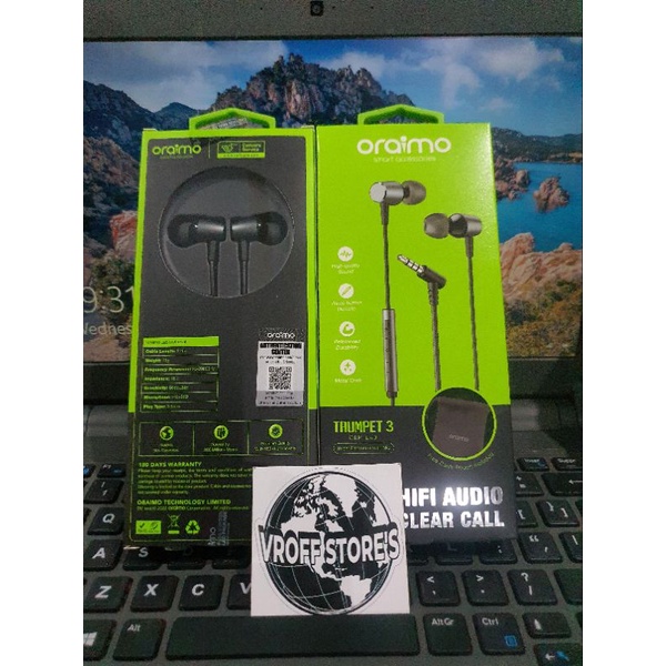 HEADSET NEW ORAIMO TRUMPET 3 OEP-E40 OEP E40 Inclined Ear HD Speaker Stereo Earphone Black ORIGINAL Garansi Resmi 1 Tahun