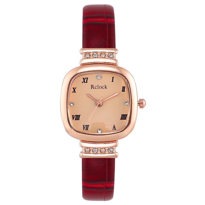 Jam Tangan Wanita A0187 Fashion Square Diamond Inlaid  Quartz Watches