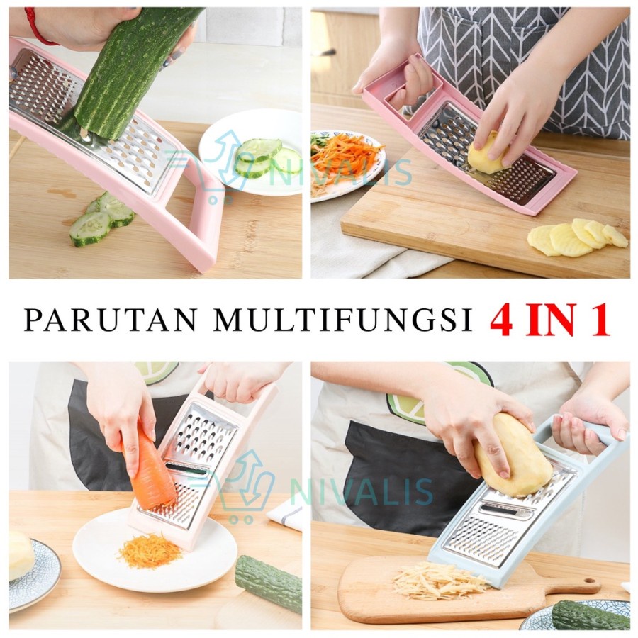 PARUTAN DAPUR SERBAGUNA 4IN1 STAINLESS / PARUTAN SAYUR WORTEL KENTANG BUAH KEJU GRATER KITCHEN