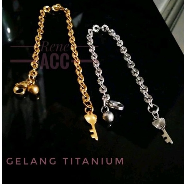 Gelang Titanium Rantai Mirip Emas Bangle Wanita 18cm