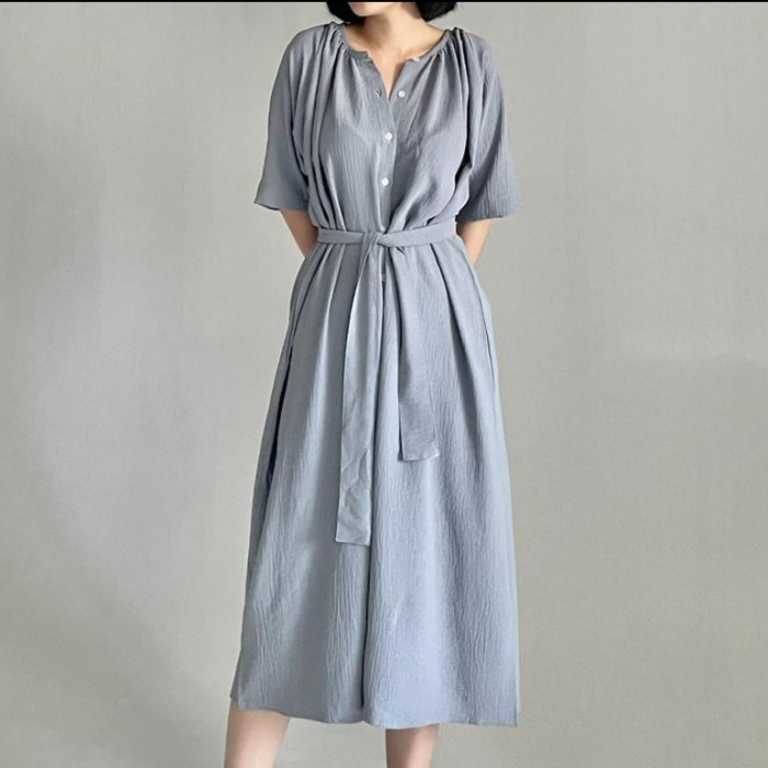 Days Crinkle Flowy Dress / Dress Wanita / Dress Korea / Midi Dress /