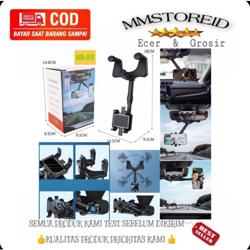 MM - Car phone holder mobil HD 59 stand phone holder HD-59 / holder mobil fleksibel penjepit gantung