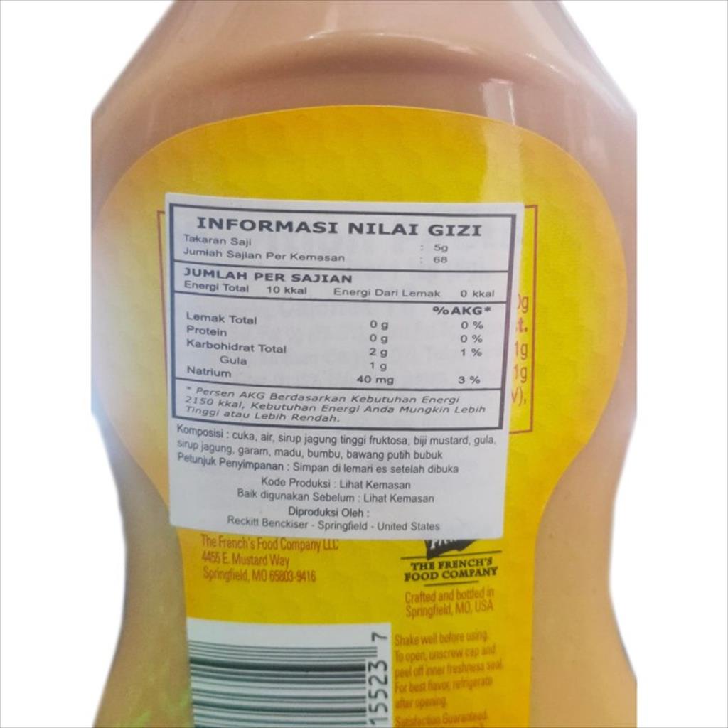 FRENCH SQUEEZE HONEY MUSTARD 12 OZ - MUSTARD MADU HALAL IMPORT