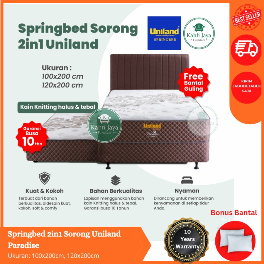 Springbed Uniland 2in1 Sorong 120x200cm Bonus Bantal Guling