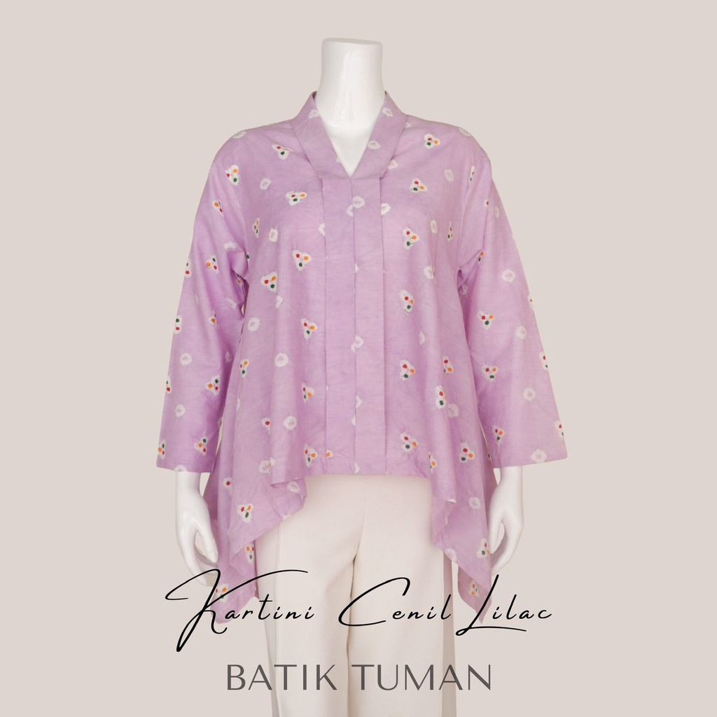 Blouse Batik Kerja Wanita Model Kartini Bahan Katun Halus Warna Lilac Ungu