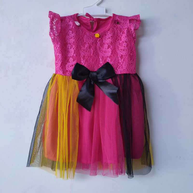 Dress Brokat Pita Besar anak 1 2 Tahun cewek perempuan fatonahshop