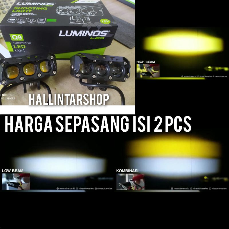 LAMPU SOROT LUXIMOS Q9 LED 3 MATA MOBIL 12-24 VOLT 80 watt