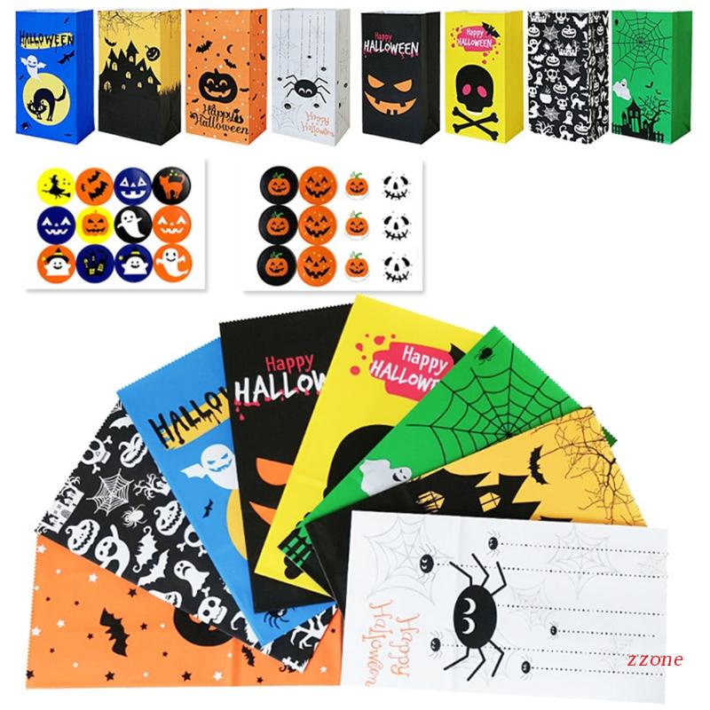Tas Permen 24 Hari Motif Labu Hantu Tengkorak Laba-Laba Dengan Stiker Untuk Halloween Sa