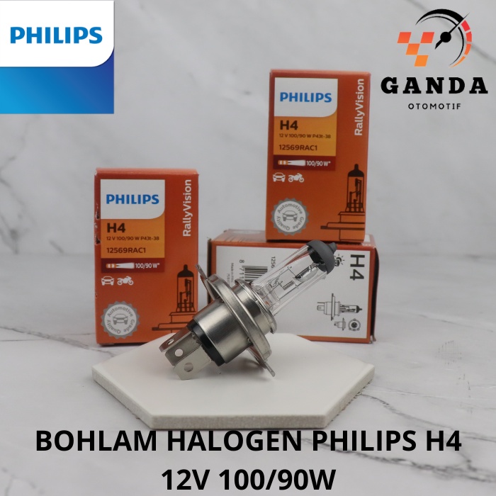 BOHLAM LAMPU HALOGEN PHILIPS H4 12V 100/90W LAMPU MOBIL ORIGINAL