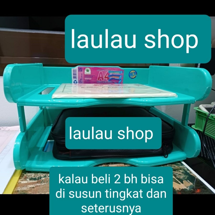 45x35x25 Tempat Surat A4 Green Leaf 1326 Kotak Perkakas Miniso Spare Part Rak Susun Penyimpanan Barang Kertas Binder