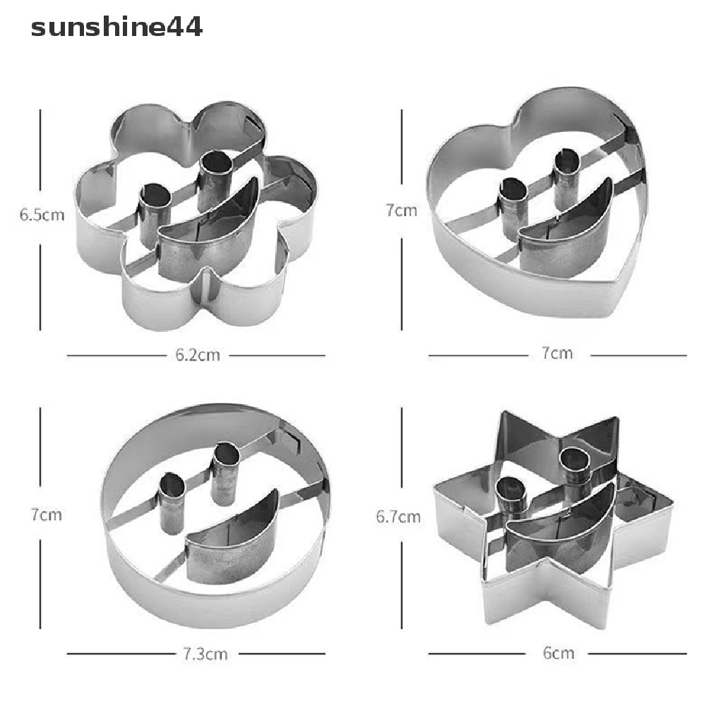 Sunshine 4Pcs / Set Cetakan Pemotong Biskuit / Fondant Bentuk Smiley Face
